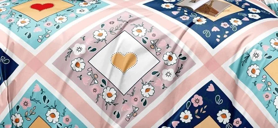THE HOME STYLE Cotton Feel Glace Cotton Elastic Fitted Printed Double Bed King Size Bedsheet With 2 Pillow Cover 300 TC